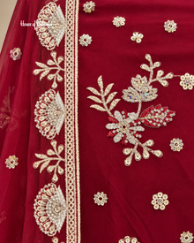Heavy Zardozi Embroidered Unstitched Suit with Crystal & Dabka Work