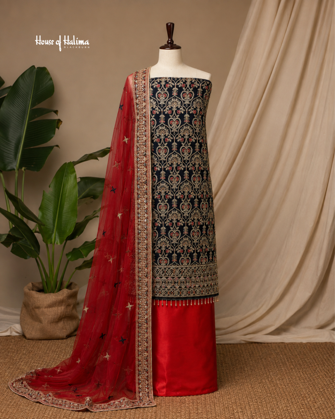 Embellished Net 4 Piece Asian Mehndi Occasionwear Suit