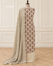 Printed Alpine 3 Piece Suit with Embroidered Shawl