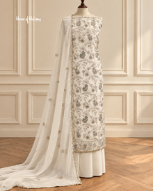 4 Piece Unstitched Georgette Embroidered Suit – Heavy Embellished Wedding & Occasion Wear