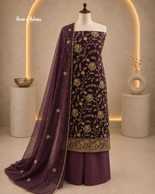Gold Embroidered Shisha Silk 4 Piece Asian Occasionwear Suit