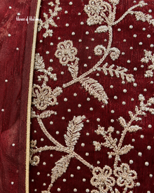Four Piece Shisha Silk Suit with Heavy Zari Embroidery