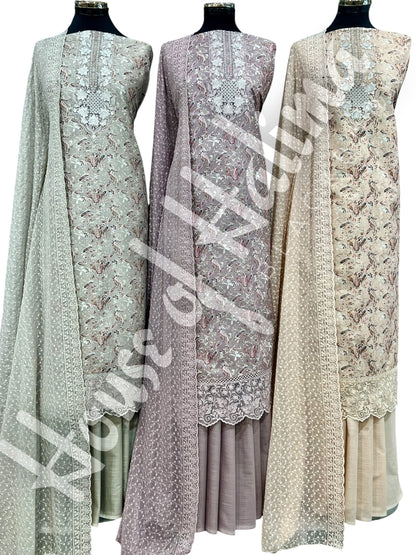 Embroidered cotton slub 3pcs
