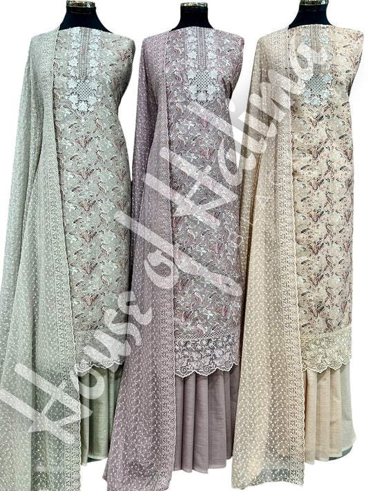 Embroidered cotton slub 3pcs