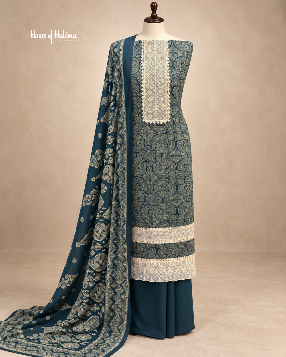 Paisley Embroidered 3-Piece Unstitched Suit