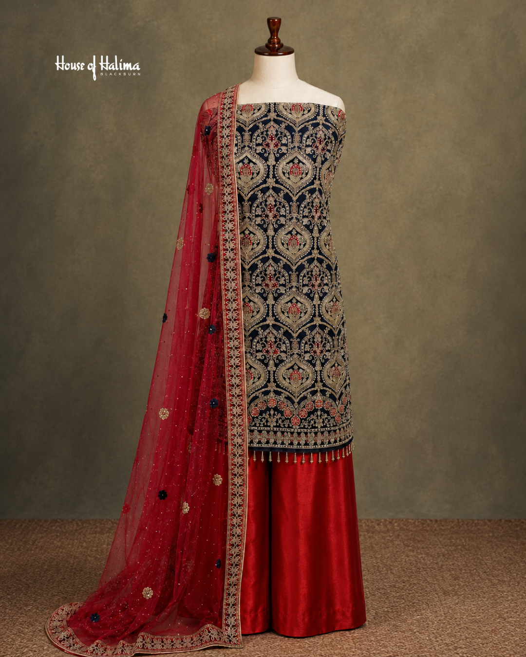 Embellished Net 4 Piece Asian Mehndi Occasionwear Suit
