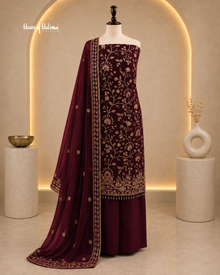 Embroidered Raw Silk 4 Piece Asian Occasionwear Suit
