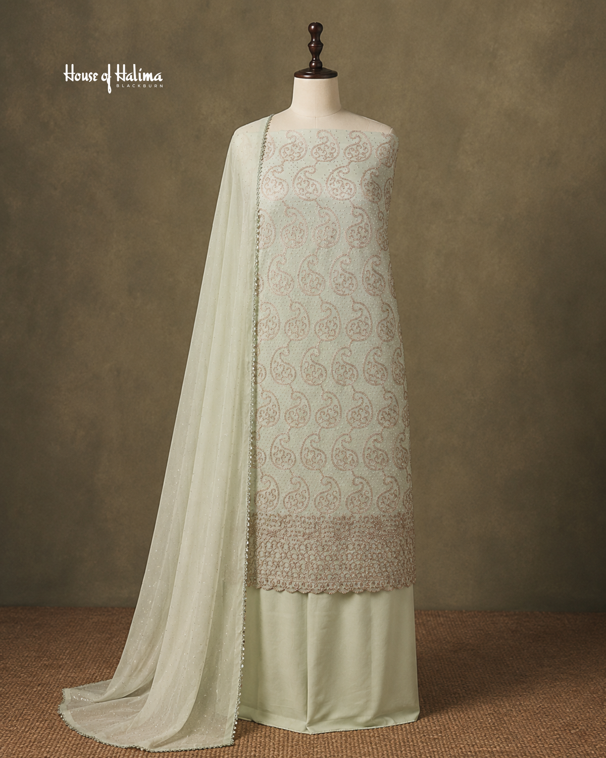 Embellished Georgette 4-Piece Unstitched Suit – Zari, Dabka & Crystal Work (3202)