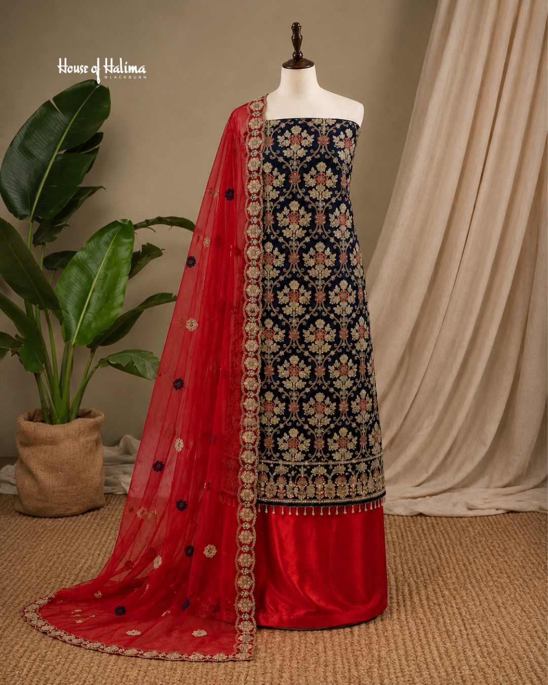 Embellished Net 4 Piece Asian Mehndi Occasionwear Suit