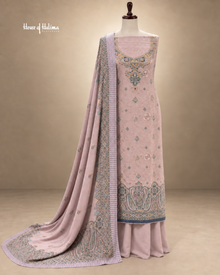 Alpine 3-Piece Floral Embroidered Unstitched Suit with Printed Shawl