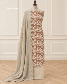 Printed Alpine 3 Piece Suit with Embroidered Shawl