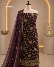 Gold Embroidered Shisha Silk 4 Piece Asian Occasionwear Suit