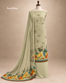 French Crepe Floral Border 3-Piece Unstitched Suit