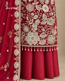 Heavy Zardozi Embroidered Unstitched Suit with Crystal & Dabka Work