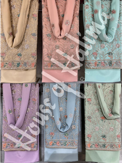 Embroidered georgettes 4pcs