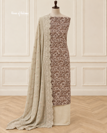 Printed Alpine 3 Piece Suit with Embroidered Shawl