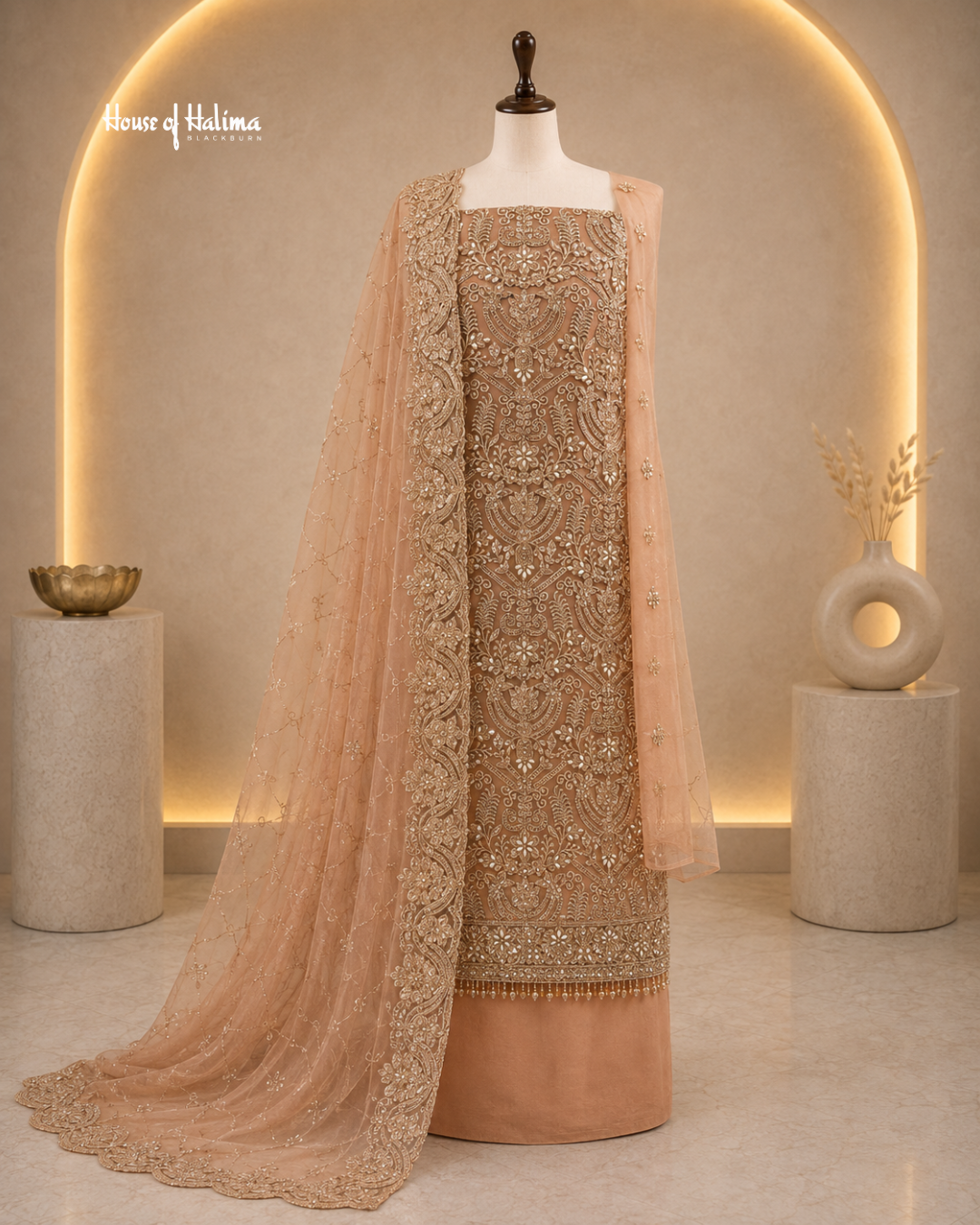 Embellished Net 4 Piece Asian Occasionwear Suit