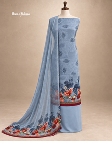 French Crepe Floral Border 3-Piece Unstitched Suit