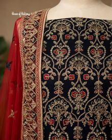 Embellished Net 4 Piece Asian Mehndi Occasionwear Suit