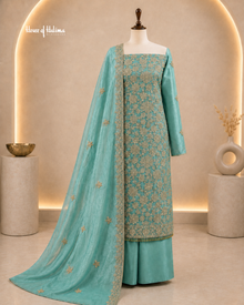 Heavily Embellished Shisha Silk 4 Piece Asian Occasionwear Suit