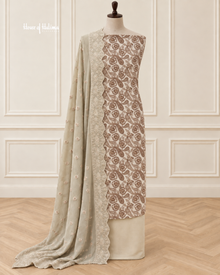 Printed Alpine 3 Piece Suit with Embroidered Shawl