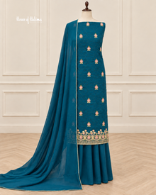 Georgette 3 Piece Suit with Doriwork Embroidery and Floral Daaman