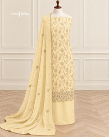 Four Piece Shisha Silk Suit with Heavy Zari Embroidery