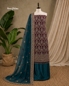 Embellished Net 4 Piece Asian Mehndi Occasionwear Suit