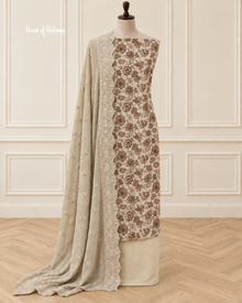 Printed Alpine 3 Piece Suit with Embroidered Shawl