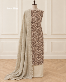 Printed Alpine 3 Piece Suit with Embroidered Shawl