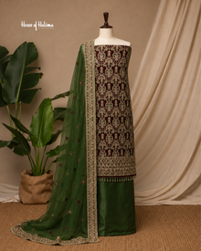 Embellished Net 4 Piece Asian Mehndi Occasionwear Suit