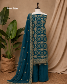 Embroidered Raw Silk 4 Piece Asian Occasionwear Suit