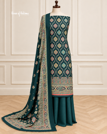 3 Piece Unstitched Alpine Suit – Printed Kameez, Plain Trouser & Burnout Paisley Shawl