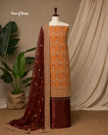 Embellished Net 4 Piece Asian Mehndi Occasionwear Suit