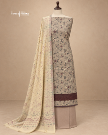 Alpine Vintage Floral 3-Piece Unstitched Suit with Organza Daaman