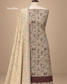 Alpine Vintage Floral 3-Piece Unstitched Suit with Organza Daaman