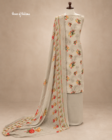 French Crepe Floral Printed 3-Piece Unstitched Suit