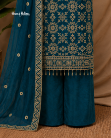 Embroidered Raw Silk 4 Piece Asian Occasionwear Suit