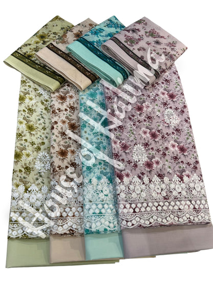 Embroidered cotton lawn 3pcs