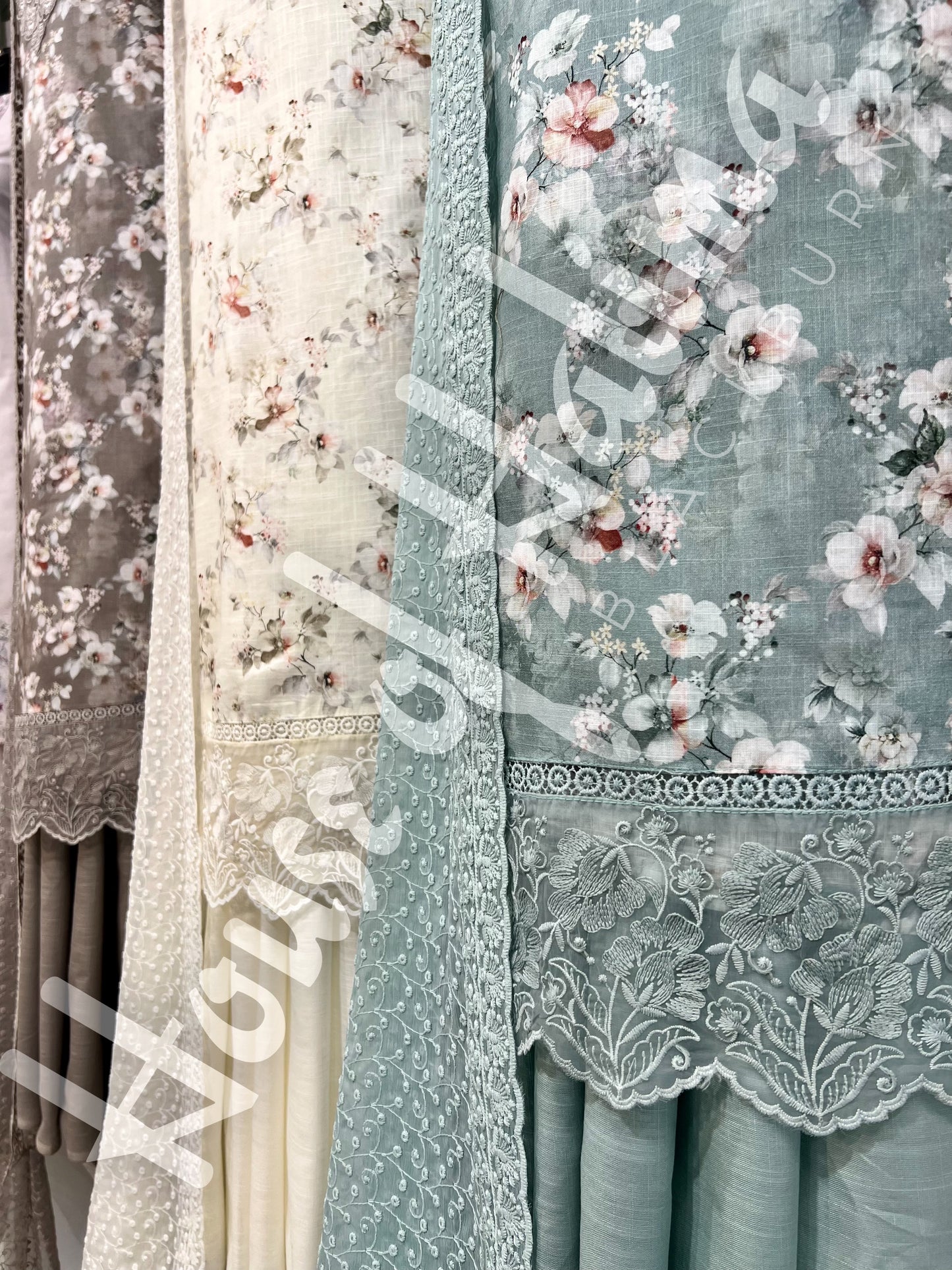 Embroidered cotton slub 3pcs