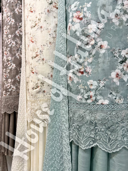 Embroidered cotton slub 3pcs