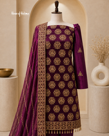 Embroidered Shisha Silk 4 Piece Asian Occasionwear Suit