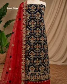 Embellished Net 4 Piece Asian Mehndi Occasionwear Suit