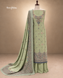 Alpine 3-Piece Floral Embroidered Unstitched Suit with Printed Shawl