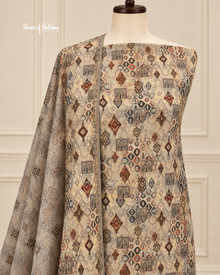 Printed Alpine 3 Piece Winter Suit with Embroidered Daaman and Matching Shawl