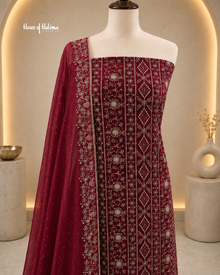 Silver Embroidered Georgette 4 Piece Asian Occasionwear Suit