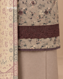 Alpine Vintage Floral 3-Piece Unstitched Suit with Organza Daaman
