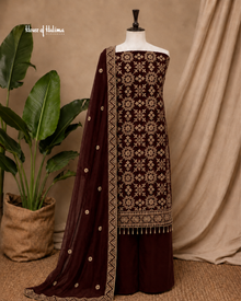 Embroidered Raw Silk 4 Piece Asian Occasionwear Suit