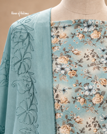 Alpine 3-Piece Floral Printed & Doriwork Embroidered Unstitched Suit