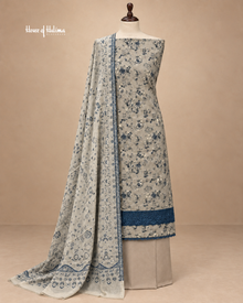 Alpine Vintage Floral 3-Piece Unstitched Suit with Organza Daaman